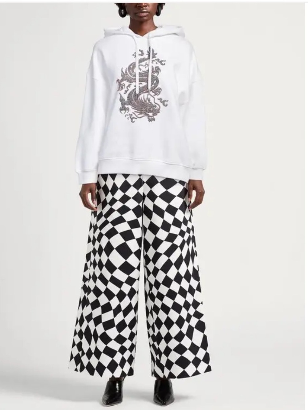MAJE white embellished hoodie